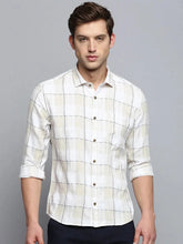 Men White Checked Casual Shirt-MARFACHECKS-4439-Offwhite
